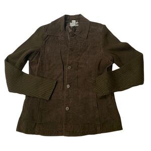 Vintage Brown Leather Sweater Jacket